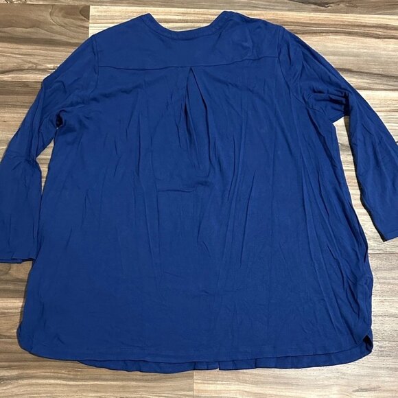J. Jill Wearever Collection Blue Jersey 3/4 Sleeve Button Tunic Women’s Size 3X - Picture 2 of 7